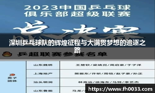 深圳乒乓球队的辉煌征程与大满贯梦想的追逐之路